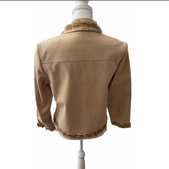 St. John Sport Khaki 2 piece fringe pant suit set - Picture 4 of 16